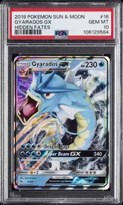 2019 POKEMON SUN & MOON HIDDEN FATES #16 GYARADOS GX PSA 10 - Image 1