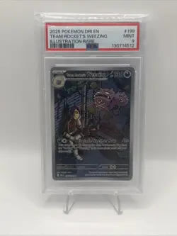 2025 Pokemon Team Rocket's Weezing 199/182 Illustration Rare Holo PSA 9 - Image 1