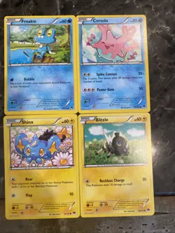 Pokemon 2016 Breakpoint 4 Card Set Of Cute Cards Shinx Blitzle Corsola & Froakie - Image 1