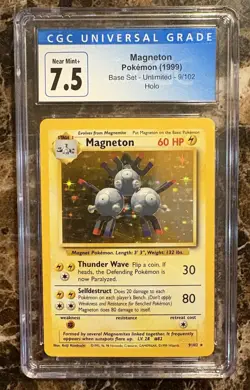 Magneton Pokemon Card Authentic CGC 7.5 Holo Rare 9/102 Base Set - Image 1