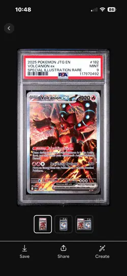 2025 POKEMON JOURNEY TOGETHER SPECIAL ILLUSTRATION RARE #182 VOLCANION EX PSA 9 - Image 1