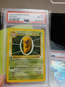 Pokemon Kakuna 033/102 Base Set Shadowless 1st Edition Uncommon PSA 8 - Image 1