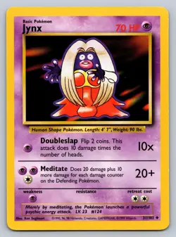 Jynx 31/102 Uncommon Base Set Unlimited Pokemon Lightly Played - Image 1