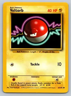 Voltorb 67/102 Common Base Set Unlimited Pokemon Lightly Played - Image 1