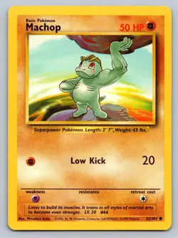 Machop 52/102 Common Base Set Unlimited Pokemon Lightly Played - Image 1