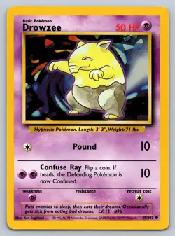 Drowzee 49/102 Common Base Set Unlimited Pokemon Lightly Played - Image 1
