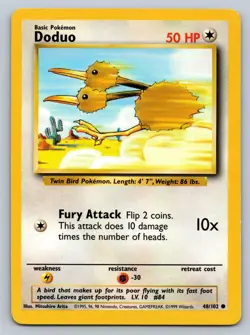 Doduo 48/102 Common Base Set Unlimited Pokemon Lightly Played - Image 1