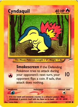 Pokemon TCG Cyndaquil Neo Destiny 61/105 Common LP - Image 1