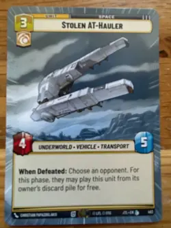 STAR WARS UNLIMITED TCG JTL HYPERSPACE LEGENDARY CARD: STOLEN AT-HAULER - Image 1