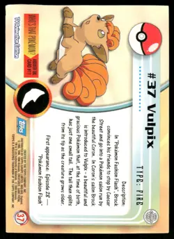 Pokemon Cards Vulpix #37 Topps Trading Cards Series 1 LP *1 - Image 2