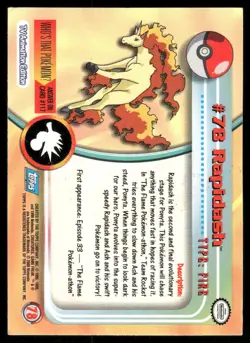 Pokemon Cards Rapidash #78 Topps Trading Cards Series 2 NM *3 - Image 2