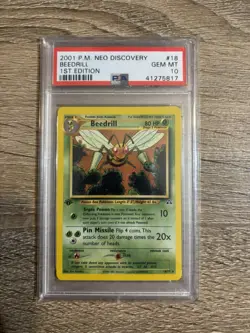 PSA 10 Beedrill 1st Edition Neo Discovery 18/75 Rare Pokemon Card - Image 1
