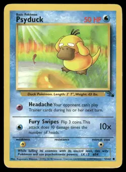 Pokemon Cards Psyduck 53/62 Unlimited Fossil Common HP *2 - Image 1