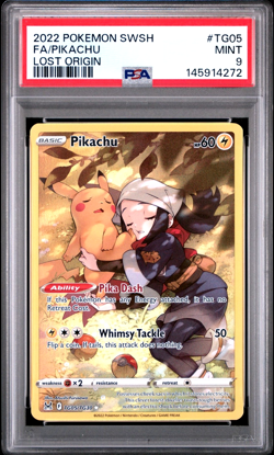 PSA 9 2022 Pokemon SwSh Lost Origin Pikachu Full Art TG05 Graded - Image 1