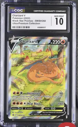Pokemon TCG Charizard v SWSH260 Sword & Shield Promo Card Gem Mint CGC 10 - Image 1