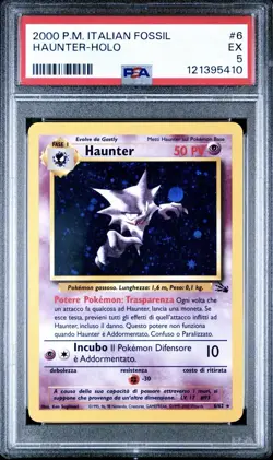 2000 Pokemon ITALIAN Unlimited Fossil Haunter Holo 6/62 PSA 5 EX - Image 1