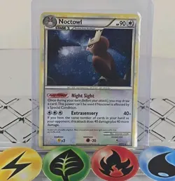 Pokemon TCG Noctowl 8/123 Holo Rare (Swirl) HeartGold & SoulSilver 2010 LP - Image 1