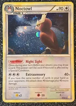 Pokemon TCG Noctowl 8/123 Holo Rare (Swirl) HeartGold & SoulSilver 2010 LP - Image 2