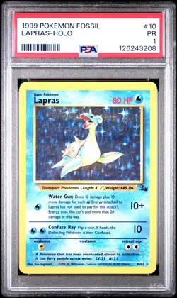 1999 Pokemon Fossil Lapras Holo PSA 1 #10 - Image 1