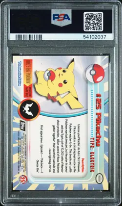 1999 TOPPS POKEMON TV #25 PIKACHU PSA 10 - Image 2