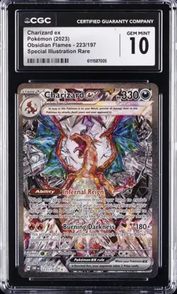 Pokemon Charizard ex EX 223/197 Obsidian Flames Holo Special Illustration CGC 10 - Image 1