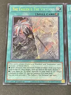 3x The Fallen & The Virtuous | CH01-EN019 | Secret Rare | HOLO BLEED! | YuGiOh! - Image 4