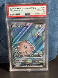 Pokemon Lapras GX (Full Art) 139/149 SM Base Set Holo PSA 10! - Image 1