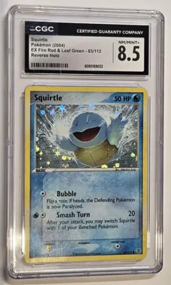 Squirtle Pokemon 2004 EX Fire Red & Leaf Green Reverse Holo #83 CGA 8.5 Mint+ - Image 1