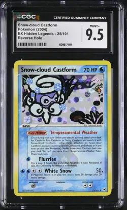 CGC 9.5 MINT+ Snow-cloud Castform EX Hidden Legends 25/101 Reverse Holo Pokemon - Image 1