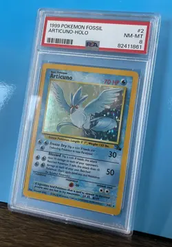 Pokemon TCG Fossil Articuno 2/62 Holo Rare Unlimited 1999 PSA 8 English - Image 3