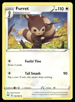 2020 Sword & Shield - Darkness Ablaze Furret Stage 1/Uncommon #136 - Image 1