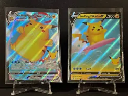 2021 Pokemon Celebrations Surfing Pikachu V & Surfing Pikachu Vmax - Image 1