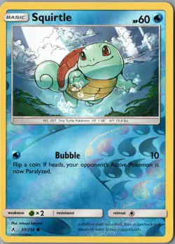 Squirtle Common SM - Unbroken Bonds 33/214 NM Reverse Holofoil - Pokemon - Image 1