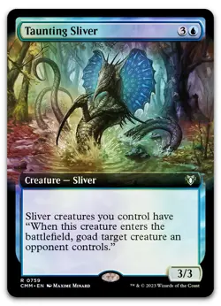 Taunting Sliver (Extended Art) #759 (Foil) (NM) Commander Masters CMM Magic MTG - Image 1
