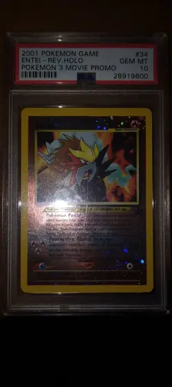 2001 Pokemon Game 3 Movie Promo #34 Entei Reverse Holo PSA 10 GEM MINT Swirl - Image 1