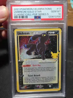 2021 Pokemon SWSH Celebrations Umbreon Gold Star Card #17/17 Graded PSA 10 - Image 1