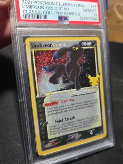 2021 Pokemon SWSH Celebrations Umbreon Gold Star Card #17/17 Graded PSA 10 - Image 2