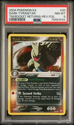 PSA 8 Dark Tyranitar Reverse Foil 20/109 2004 EX Team Rocket Returns Stamp - Image 1