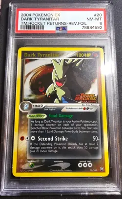 PSA 8 Dark Tyranitar Reverse Foil 20/109 2004 EX Team Rocket Returns Stamp - Image 3