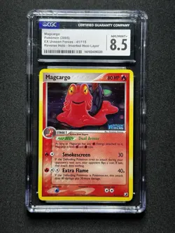 CGC 8.5 ERROR Pokemon Magcargo #41 Unseen Forces INVERTED HOLO LAYER! - Image 1