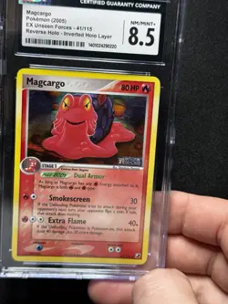 CGC 8.5 ERROR Pokemon Magcargo #41 Unseen Forces INVERTED HOLO LAYER! - Image 3