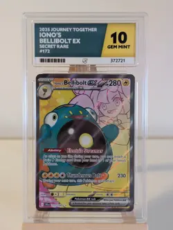 Pokemon TCG 2025 Journey Together Iono's Bellibolt EX Secret Rare 172/159 ACE 10 - Image 1