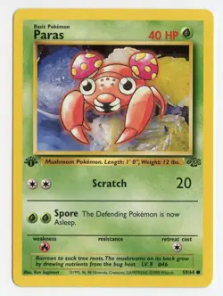 Paras 59/64 1st Edition Jungle Set | WOTC Vintage Pokemon TCG Card - Image 2