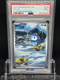 2025 POKEMON PFL EN-PHANTASMAL FLAMES ILLUSTRATION RARE #098 PIPLUP PSA 9 - Image 1