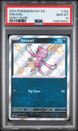 Pokemon Paldean Fates Sneasel 182 PSA 10 - Image 1