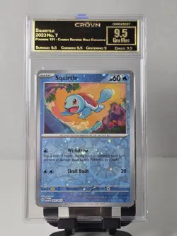 2024 POKEMON MEW EN-151 151 5-PACK MINI TINS #007 SQUIRTLE Gold Crown 9.5 - Image 3