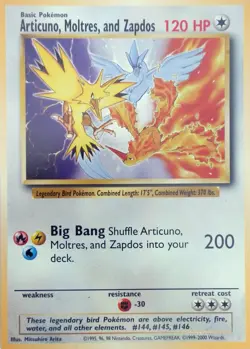 POKEMON LEGENDARY BIRDS ARTICUNO MOTRES ZAPDOS WOTC JUMBO OVERSIZED PROMO CARD - Image 1