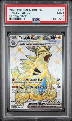 2023 POKEMON OBF EN-OBSIDIAN FLAMES ULTRA RARE #211 TYRANITAR EX PSA 9 - Image 1