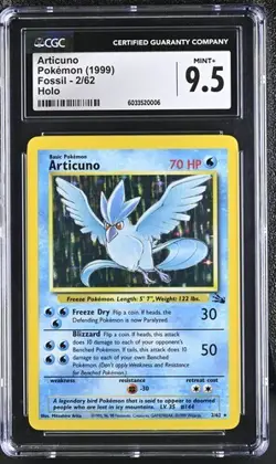 CGC 9.5 ARTICUNO 2 FOSSIL HOLO POKEMON MINT + - Image 1