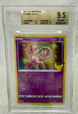 Pokemon Mew Holo Rare 011/025 Celebrations (2021) BGS 9.5 GEM MINT Gold Label - Image 1
